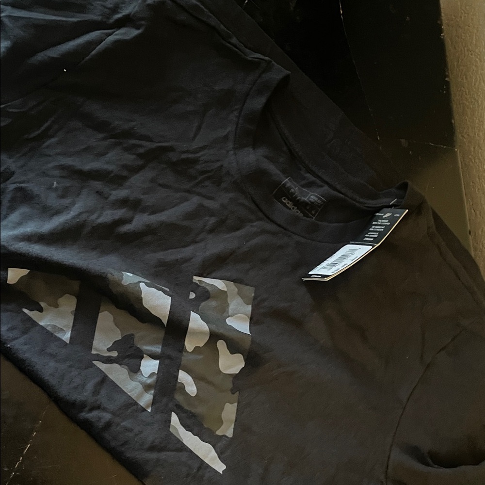 adidas Black and Gray Camouflage Men's Tee